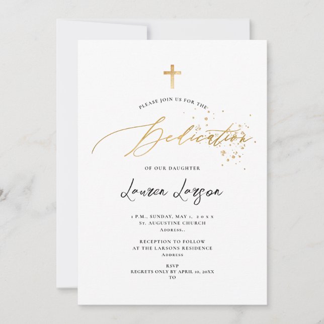 ArtsApp Elegant Faux Guld Calligraphy Dedication Inbjudningar (Framsida)