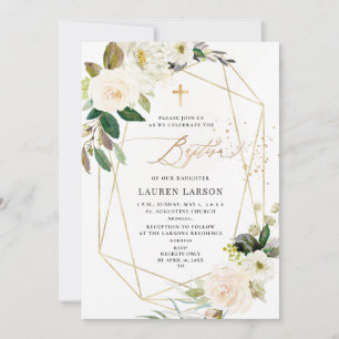 ArtsApp Elegant H2 Alabaster Cream Ro Baptism Inbjudningar