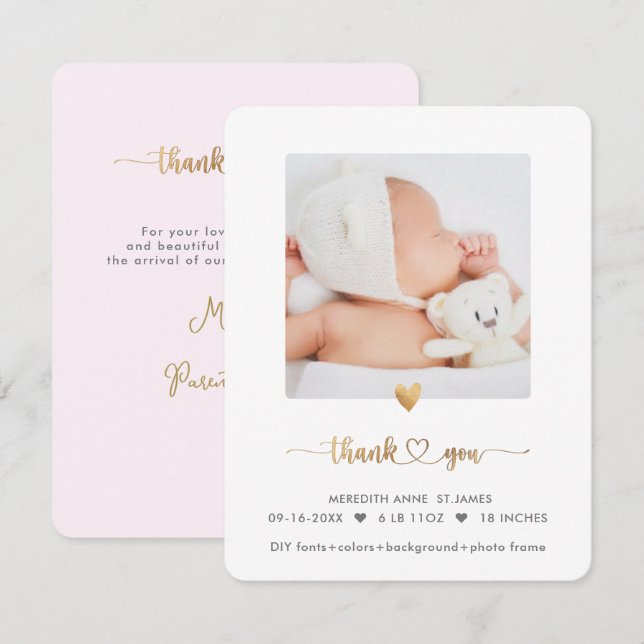 ArtsApp Falskt Guld Dusch Tack Inbjudningar (Fram/baksida)
