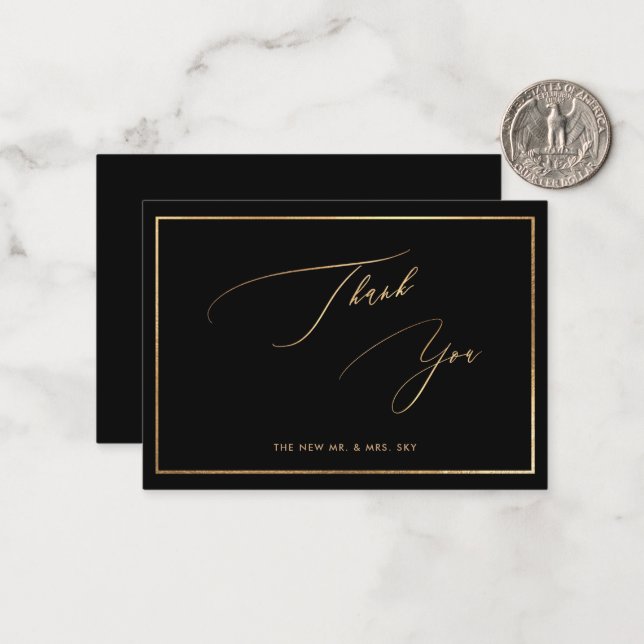 ArtsApp Faux Guld Luxe Calligraphy Tack Anteckningskort (Fram/Back In Situ)