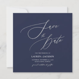 ArtsApp Faux Silver Calligraphy Navy Blue Spara Datumet
