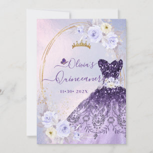 ArtsApp H2 Ombre Lila Sparkling Quinceanera Inbjudningar