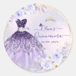 ArtsApp H2 Ombre Lila Sparkling Quinceanera Runt Klistermärke