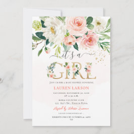 ArtsApp H2  Rosa ros Baby Shower Inbjudningar