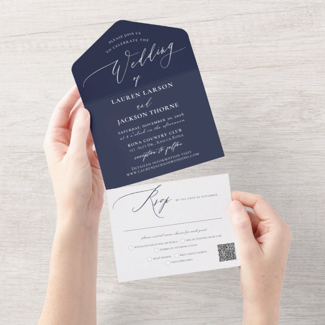 ArtsApp Modern Calligraphy Navy Blue Bröllop (Avrivbar del)