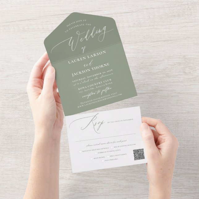 ArtsApp Modern Calligraphy Sage Grönt Bröllop (Tearaway)