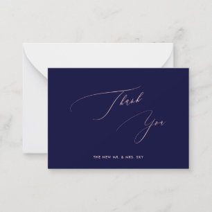 ArtsApp Navy Ro Guld Luxe Calligraphy Tack Anteckningskort