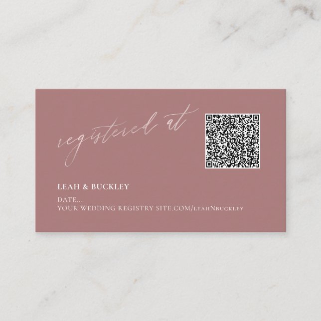 ArtsApp QR-kodregister Dusty Rose Blush Script Tilläggskort (Framsida)