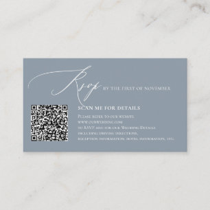 ArtsApp QR RSVP, Elegant Dammblå Kalligrafi Tilläggskort