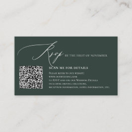 ArtsApp QR RSVP, Elegant Skogsgrön Kalligrafi Tilläggskort
