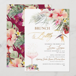 ArtsApp Tropical Paradise Faux Guld Brunch+BubLY Inbjudningar