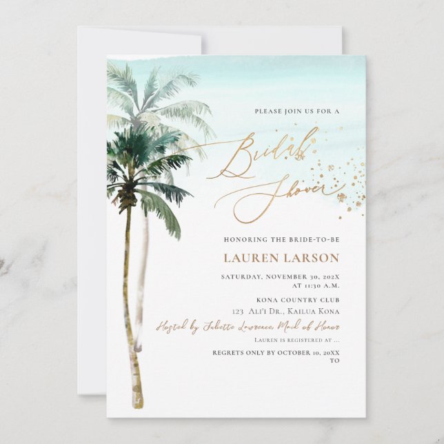 ArtsApp Tropical Paradise Faux Guld Calligraphy Inbjudningar (Framsida)