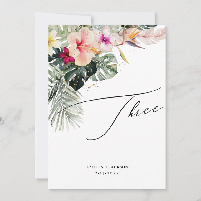 ArtsApp Tropical Paradise Guld Dust Bord Three Inbjudningar (Framsida)