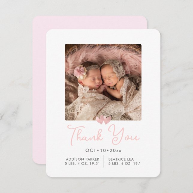 ArtsApp Twillingars Shower Tack+Birth-meddelande Inbjudningar (Fram/baksida)