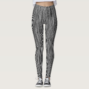 Artsy Abstrakt Black and White Rand Mönster Leggings