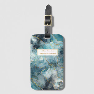 Artsy Abstrakt Bläck Guld Glitter Namn och Subjekt Bagagebricka