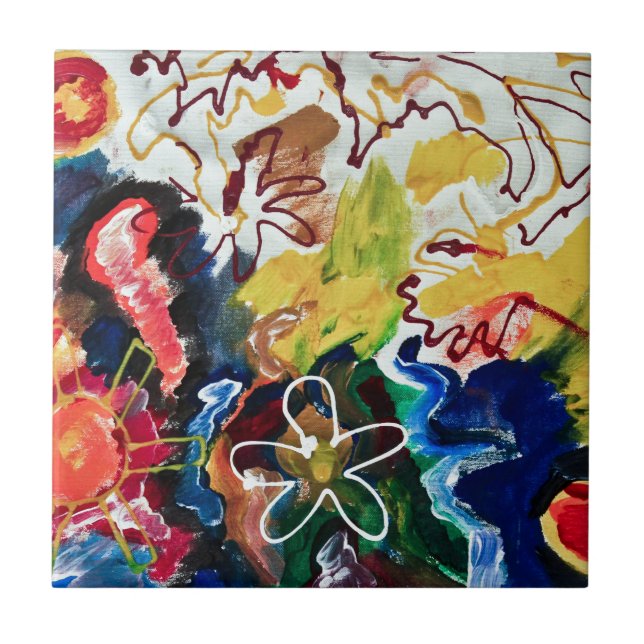 Artsy abstrakt bohemisk konst kakelplatta (Framsidan)