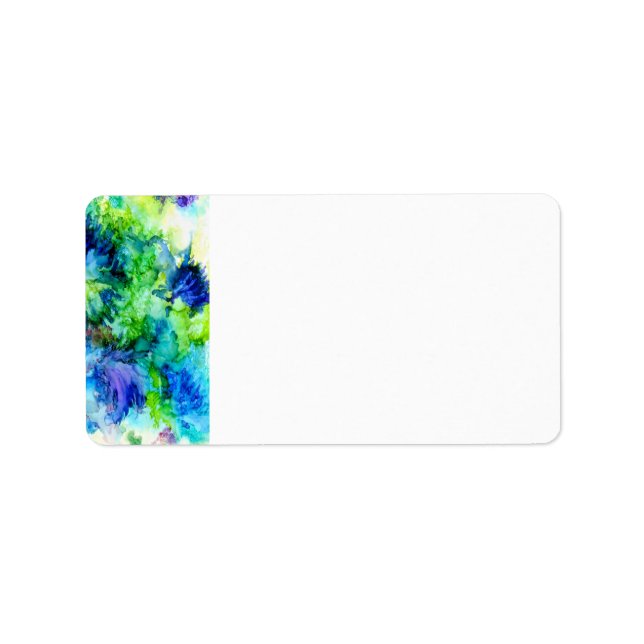 Artsy abstrakt, briljanta blues unique adressetikett (Framsidan)