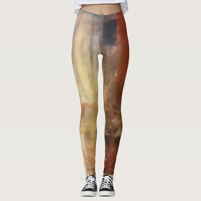 Artsy abstrakt damasker leggings (Framsida)