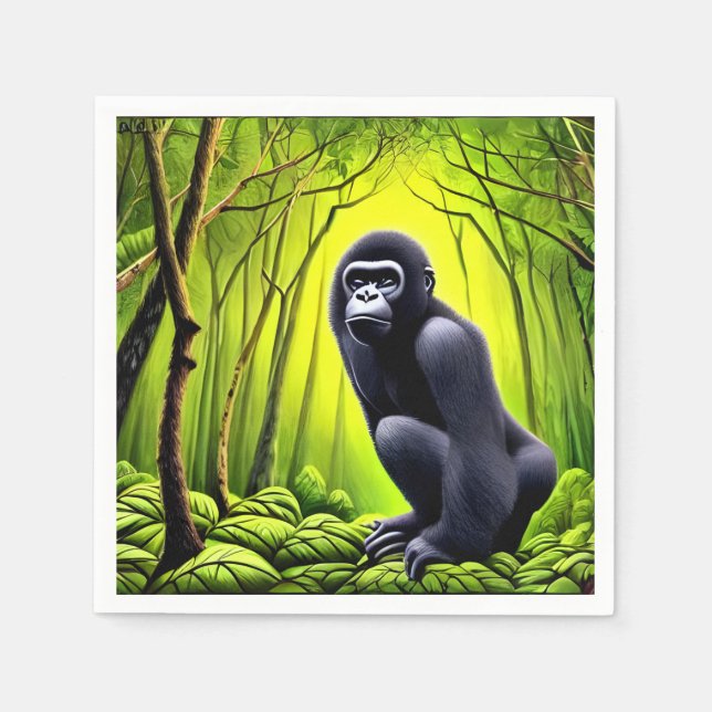 Artsy Abstrakt Jungle Gorilla Pappersservett (Framsidan)