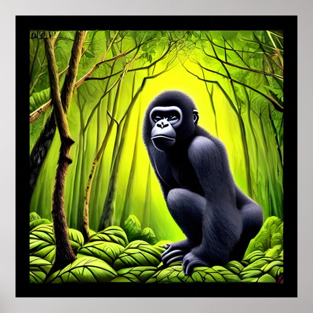 Artsy Abstrakt Jungle Gorilla Poster (Framsidan)