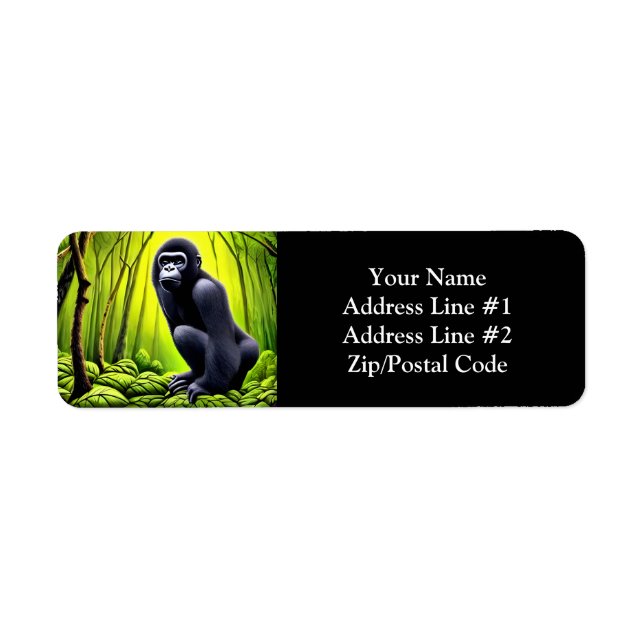 Artsy Abstrakt Jungle Gorilla Returadress Etikett (Framsidan)