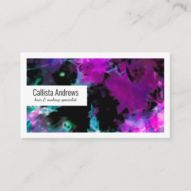 Artsy Abstrakt Modern Black Lila Tie Dye Visitkort (Framsida)