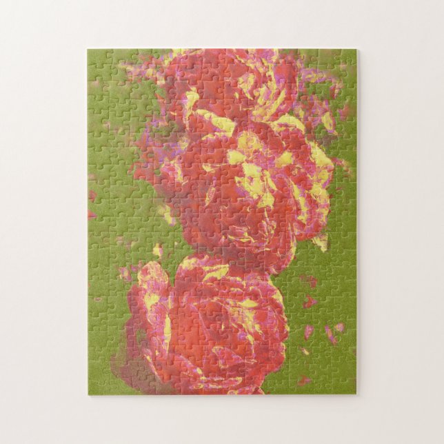 Artsy Abstrakt Ro Art Rosa Gult Puzzle Pussel (Vertikal)