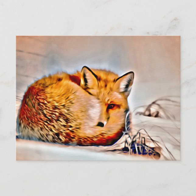 *~* Artsy Animal Red Fox Ap18 Artistic Wildlife Vykort (Framsida)