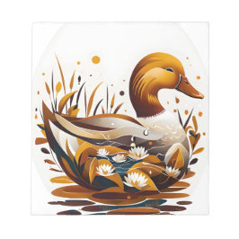 Artsy Anka med Pond i Silhouette Anteckningsblock