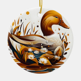 Artsy Anka med Pond i Silhouette Julgransprydnad Keramik