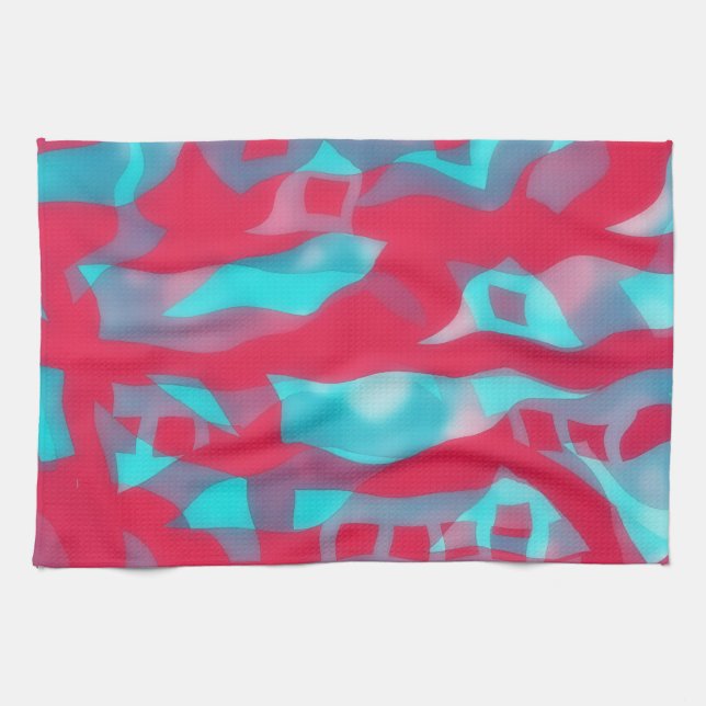 Artsy Aqua and Pink Abstract Kitchen Towel Kökshandduk (Horisontell)
