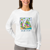 Artsy Beach Motif Long-Sleased T-shirt