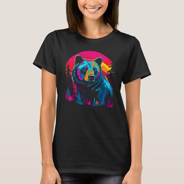 Artsy Bear Face Spirit Animal T Shirt (Framsida)