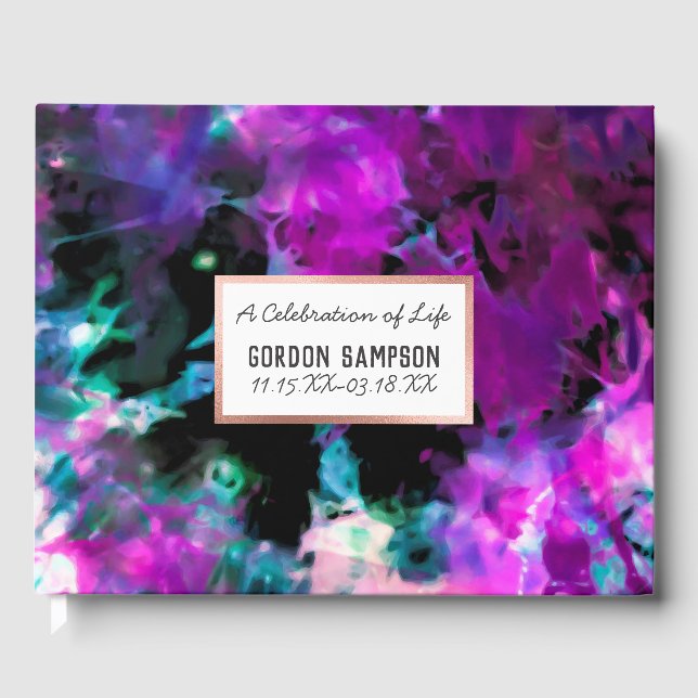 Artsy Black Lila Tie Dye Firande of Life Gästböcker (Framsida)