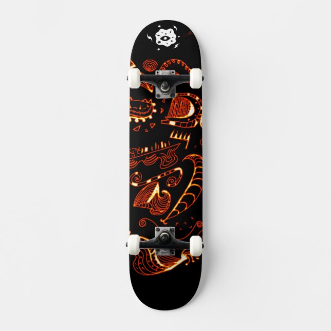 Artsy Black Orange Skateboard (Framsida)