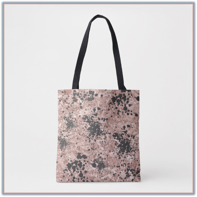 Artsy Black Paint Splatter Lila Beige Design Tygkasse (Skapare uppladdad)