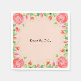 Artsy Blommigt på Rosa Pappersservett