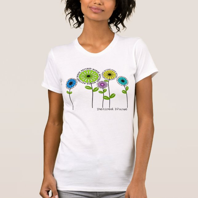 Artsy blommor för pensionerade tee shirt (Framsida)