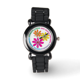 Artsy blommor för socialarbetareklocka armbandsur