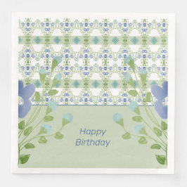 Artsy Blue-Blommigt Pappersservett