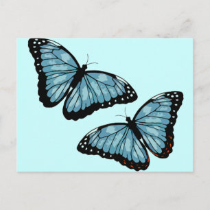 Artsy Blue Butterflies Vykort