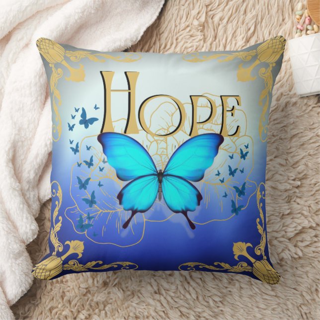 Artsy Blue Butterfly 20"x20" Kastkudde - Hopp  Kudde (Filt)