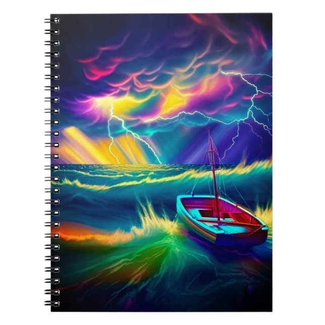Artsy Boat Scene Anteckningsbok (Framsidan)