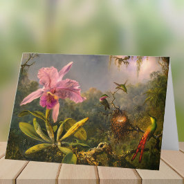 Artsy Brazilian Cattelya Orchid och 3 Hummingbird Anteckningskort