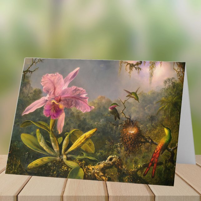 Artsy Brazilian Cattelya Orchid och 3 Hummingbird Anteckningskort (Skapare uppladdad)