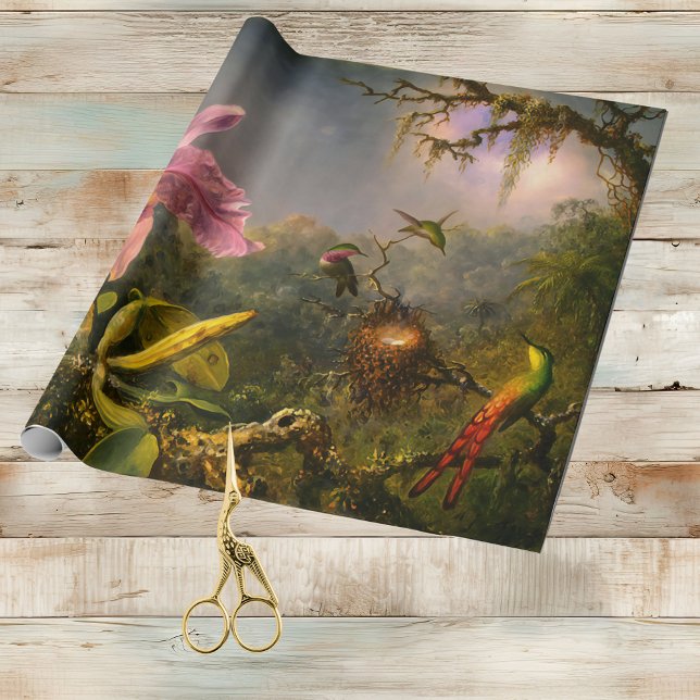 Artsy Brazilian Cattelya Orchid och 3 Hummingbird Presentpapper (Skapare uppladdad)