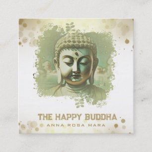 *~* Artsy Buddha QR AP33 QR-Logotypens Grönt Fyrkantigt Visitkort