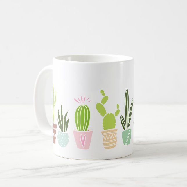 Artsy Cactus Plants Kaffemugg (Framsida vänster)
