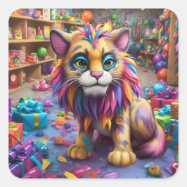 Artsy Cat Fyrkantigt Klistermärke